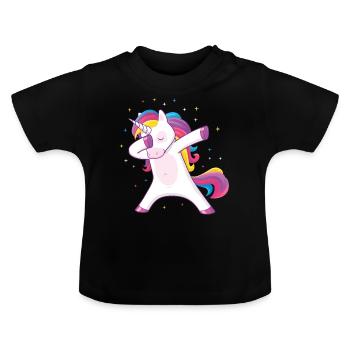 tamponnant licorne - T-shirt bio col rond Bébé - noir - Devant