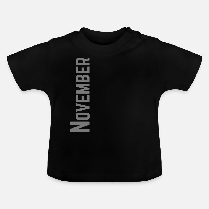 Mois de novembre sous forme de texte | Couleur personnalisable - T-shirt bio col rond Bébé - noir