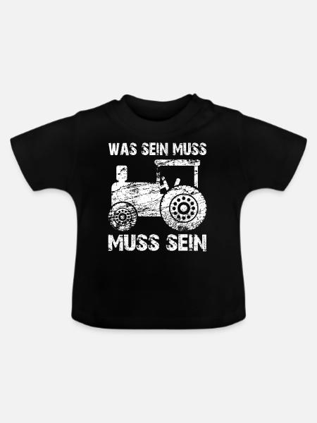 Traktor muss sein - Baby Bio-T-Shirt mit Rundhals - Schwarz