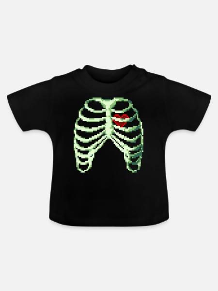 8bit Heart - Baby Bio-T-Shirt mit Rundhals - Schwarz