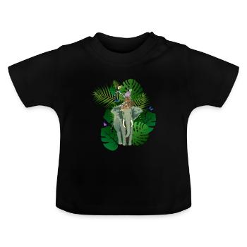 Animaux de la jungle Animaux de la jungle - T-shirt bio col rond Bébé - noir - Devant