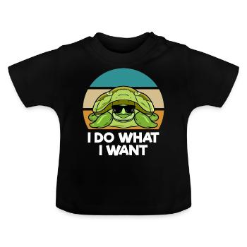 Turtle lovers - Baby Organic T-Shirt with Round Neck - black - Front
