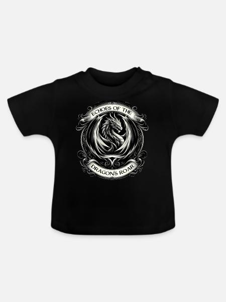 Mächtiges Brüllen des Barockdrachen - Baby Bio-T-Shirt mit Rundhals - Schwarz