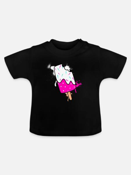 Eiscreme - Baby Bio-T-Shirt mit Rundhals - Schwarz