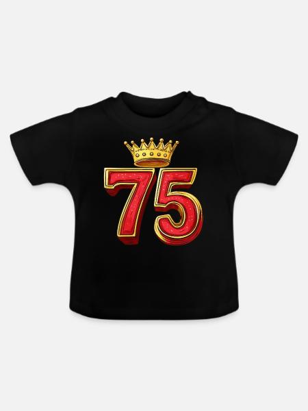 75 Zahl Krone - Baby Bio-T-Shirt mit Rundhals - Schwarz