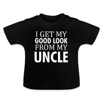 Cadeau bébé oncle oncle oncle brorson neveu - T-shirt bio col rond Bébé - noir - Devant