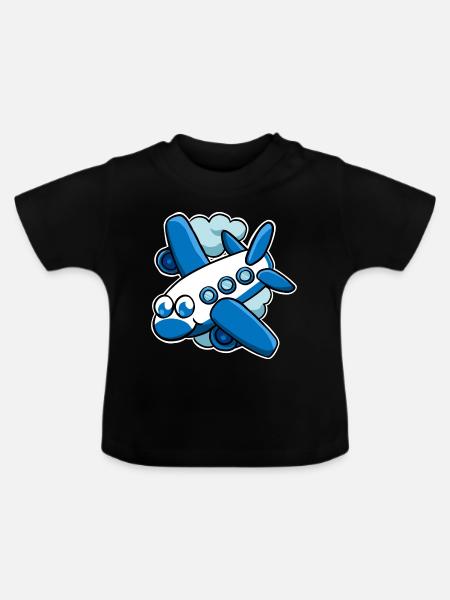 Flugzeug - Baby Bio-T-Shirt mit Rundhals - Schwarz
