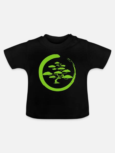 Grüner Japanbaum - Baby Bio-T-Shirt mit Rundhals - Schwarz
