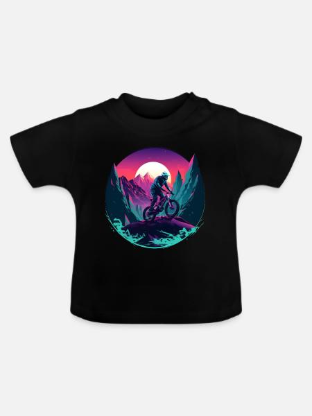 Mountainbiken Vaporwave - Baby Bio-T-Shirt mit Rundhals - Schwarz