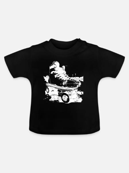 Rollerskates Grafik - Baby Bio-T-Shirt mit Rundhals - Schwarz