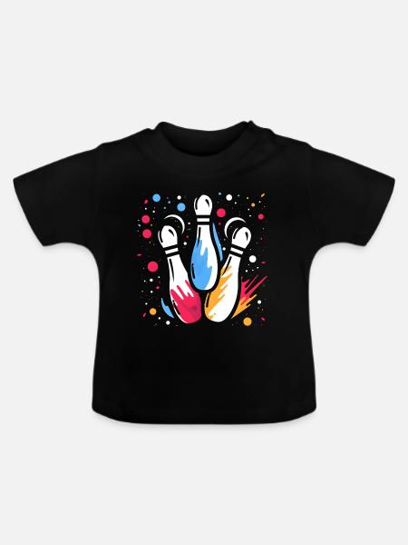 Retro Kegeln - Baby Bio-T-Shirt mit Rundhals - Schwarz