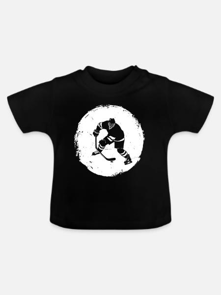 Eishockeyspieler Zeichnung - Baby Bio-T-Shirt mit Rundhals - Schwarz