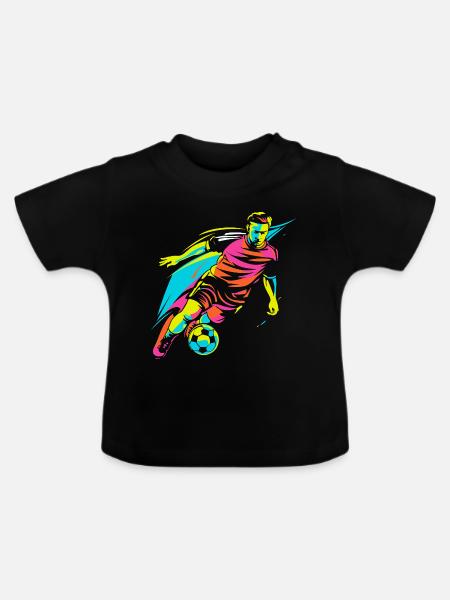 Fußballspieler Retrowave - Baby Bio-T-Shirt mit Rundhals - Schwarz