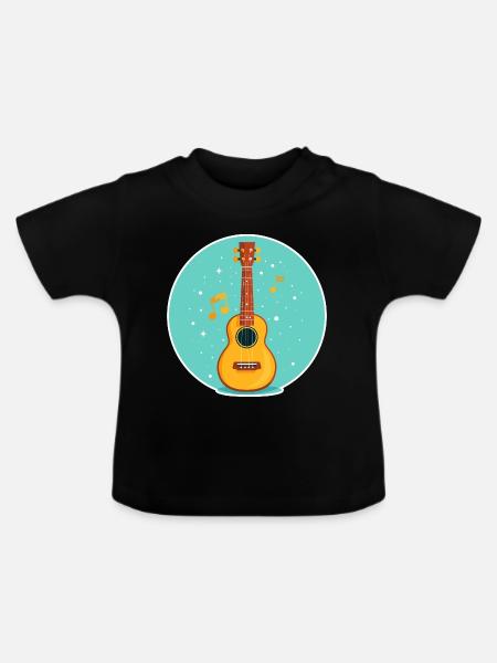 Ukulele Illustration - Baby Bio-T-Shirt mit Rundhals - Schwarz