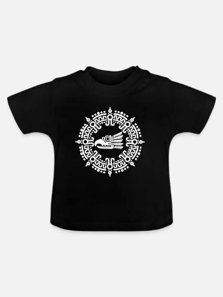Weißes aztekisches Symbol - Baby Bio-T-Shirt mit Rundhals - Schwarz