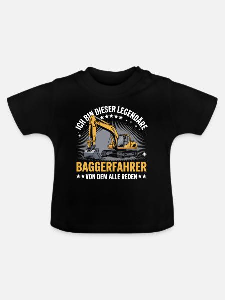 Baggerfahrer Bagger - Baby Bio-T-Shirt mit Rundhals - Schwarz