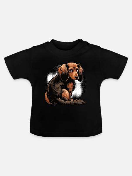 Langhaardackel Dackel Dackelhalter Teckel Tekkel - Baby Bio-T-Shirt mit Rundhals - Schwarz