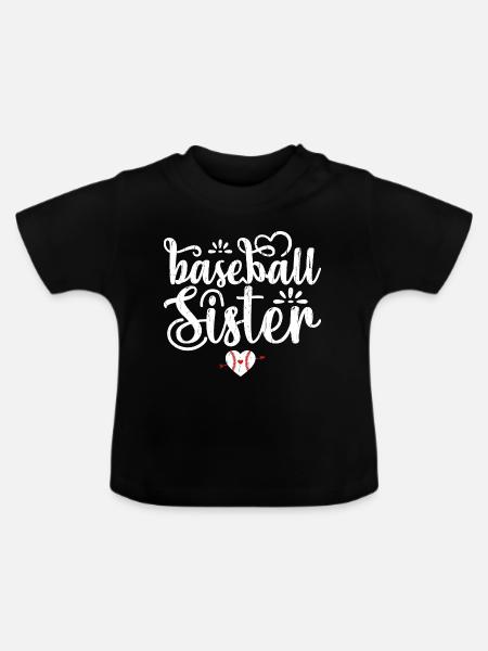 Baseball-Schwester Baseball-Schwester - Baby Bio-T-Shirt mit Rundhals - Schwarz