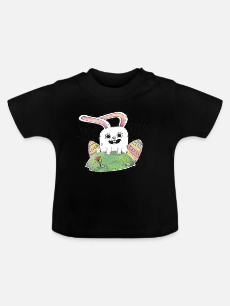 Ostern ist hier! Schönes Geschenk Cool für Kinder - Baby Bio-T-Shirt mit Rundhals - Schwarz