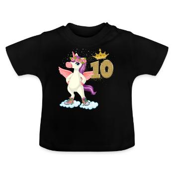 Anniversaire Fille 10 Ans Princesse Licorne - T-shirt bio col rond Bébé - noir - Devant