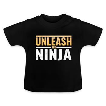 Ninja Warrior - Unleash the Ninja - Baby Organic T-Shirt with Round Neck - black - Front