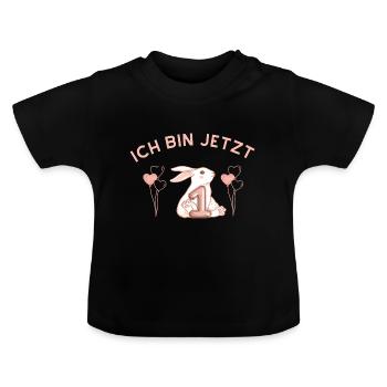 1. Geburtstag Geburtstagsshirt Kanichen - Baby Bio-T-Shirt mit Rundhals - Schwarz - Vorne
