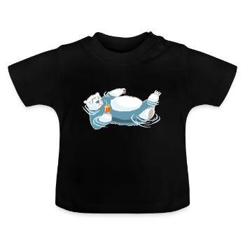 Polar Bear aperolling after climate change - Baby Bio-T-Shirt mit Rundhals - Schwarz - Vorne