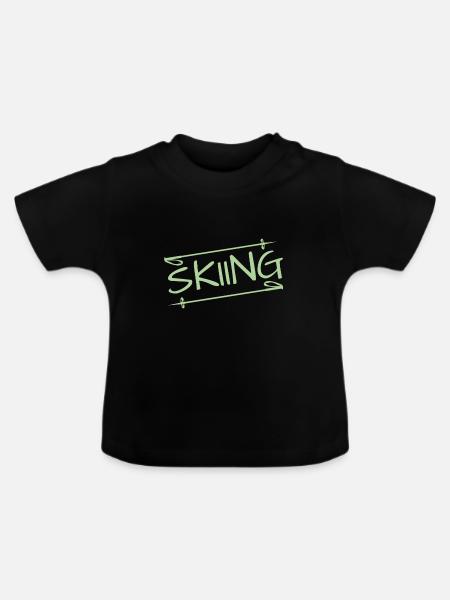 Skiing - Baby Bio-T-Shirt mit Rundhals - Schwarz