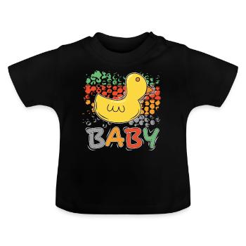 Baby Shower Spielzeug Ente Tiere - Baby Bio-T-Shirt mit Rundhals - Schwarz - Vorne
