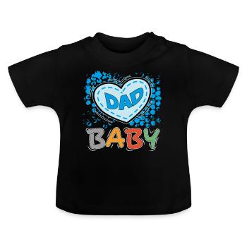 Baby Herz Papa Dad Familie Liebe Love - Baby Bio-T-Shirt mit Rundhals - Schwarz - Vorne