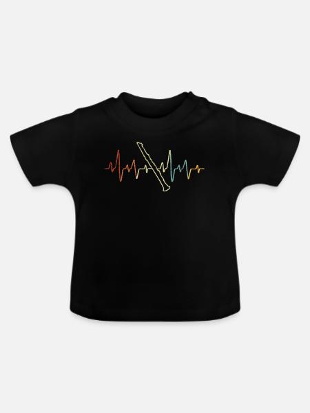 Klarinette Herzschlag Klarinettenspieler Retro - Baby Bio-T-Shirt mit Rundhals - Schwarz