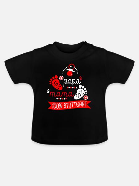 Geburt Fußballfans Stuttgart - Baby Bio-T-Shirt mit Rundhals - Schwarz