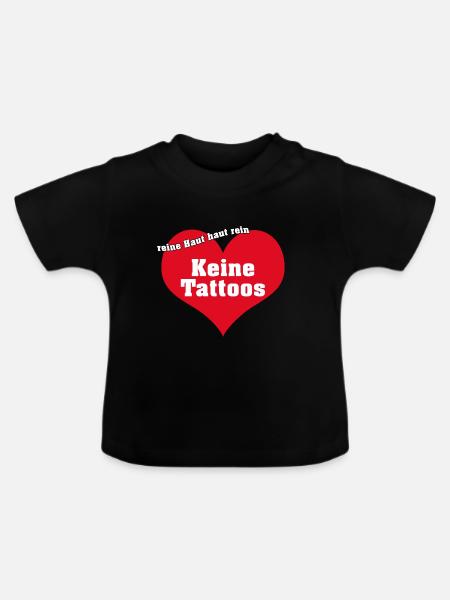Reine Haut haut rein: keine Tattoos - Baby Bio-T-Shirt mit Rundhals - Schwarz