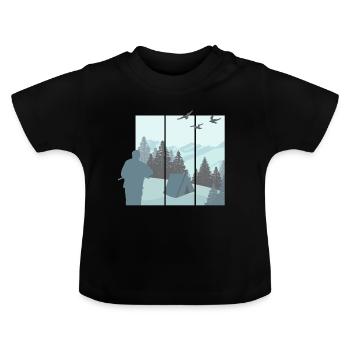 Tentes et nature - T-shirt bio col rond Bébé - noir - Devant