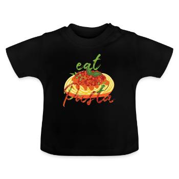 Pasta Nudeln - Baby Bio-T-Shirt mit Rundhals - Schwarz - Vorne