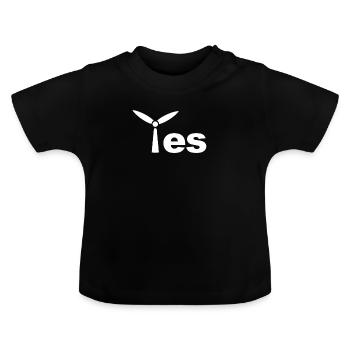 Ja zur Windenergie Windrad - Baby Bio-T-Shirt mit Rundhals - Schwarz - Vorne
