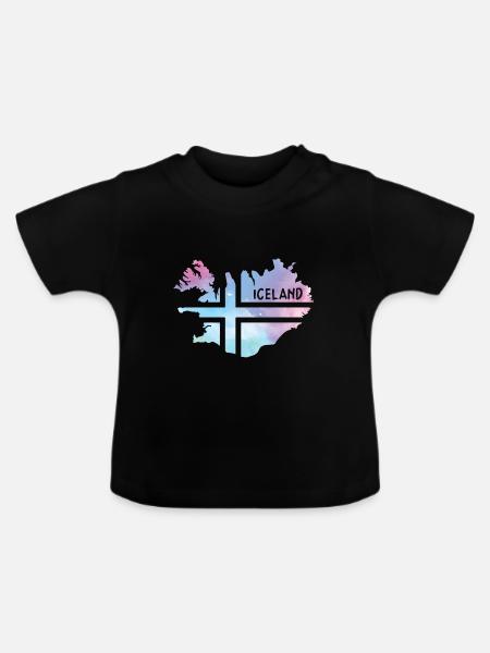 Iceland - Baby Organic T-Shirt with Round Neck - black