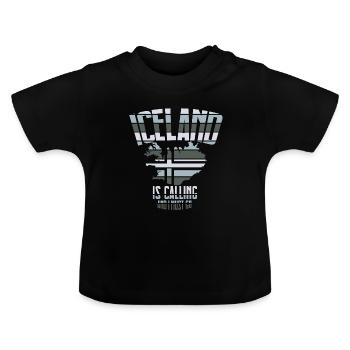 Islande - T-shirt bio col rond Bébé - noir - Devant