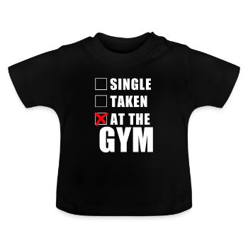 At The Gym - Baby Organic T-Shirt with Round Neck - black - Front