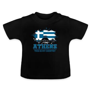 Athen - Baby Bio-T-Shirt mit Rundhals - Schwarz - Vorne
