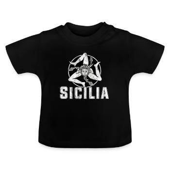 Sicile - T-shirt bio col rond Bébé - noir - Devant