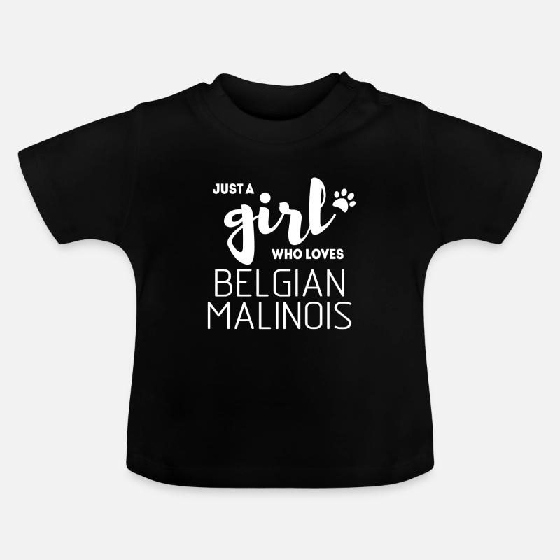 Juste une fille qui aime le malinois belge - T-shirt bio col rond Bébé - noir