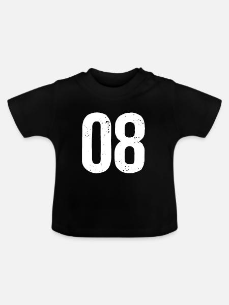 08 Zahlen Weiß - Baby Bio-T-Shirt mit Rundhals - Schwarz