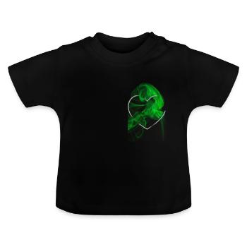 Coeur avec design de fumée verte - T-shirt bio col rond Bébé - noir - Devant