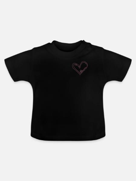 Liebesherz (Black Glow) - Baby Bio-T-Shirt mit Rundhals - Schwarz