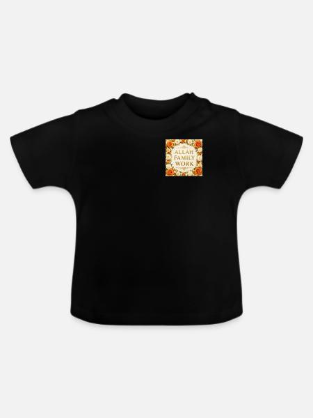 Allah-Familienrahmen aus Blumen - Baby Bio-T-Shirt mit Rundhals - Schwarz