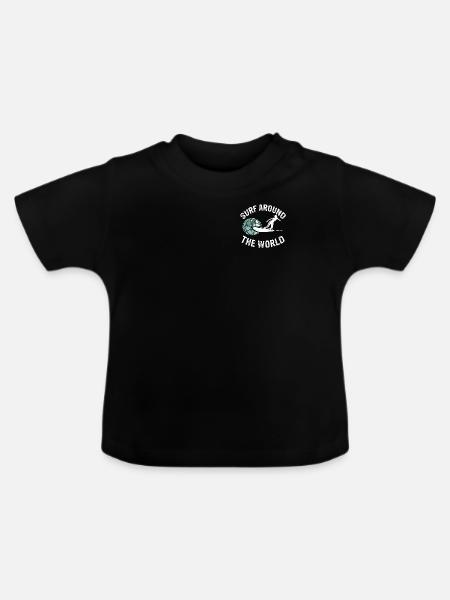 SURF around the World - Baby Bio-T-Shirt mit Rundhals - Schwarz
