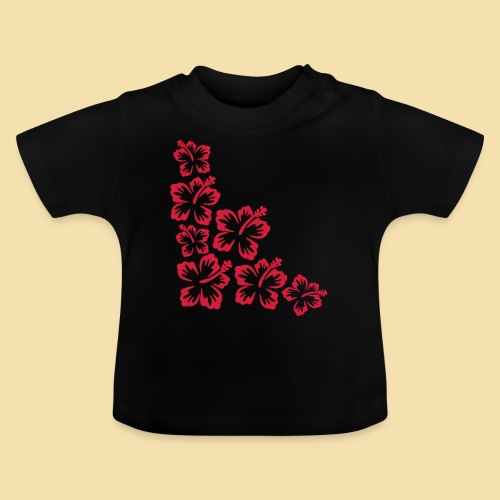 Hibiskus Blueten Ecke - Baby Bio-T-Shirt mit Rundhals