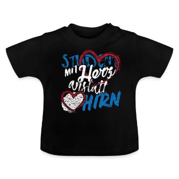 Student with heart instead of brain - Baby Organic T-Shirt with Round Neck - black - Front