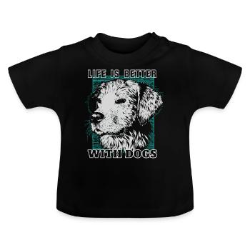 Cadeau de chien - T-shirt bio col rond Bébé - noir - Devant